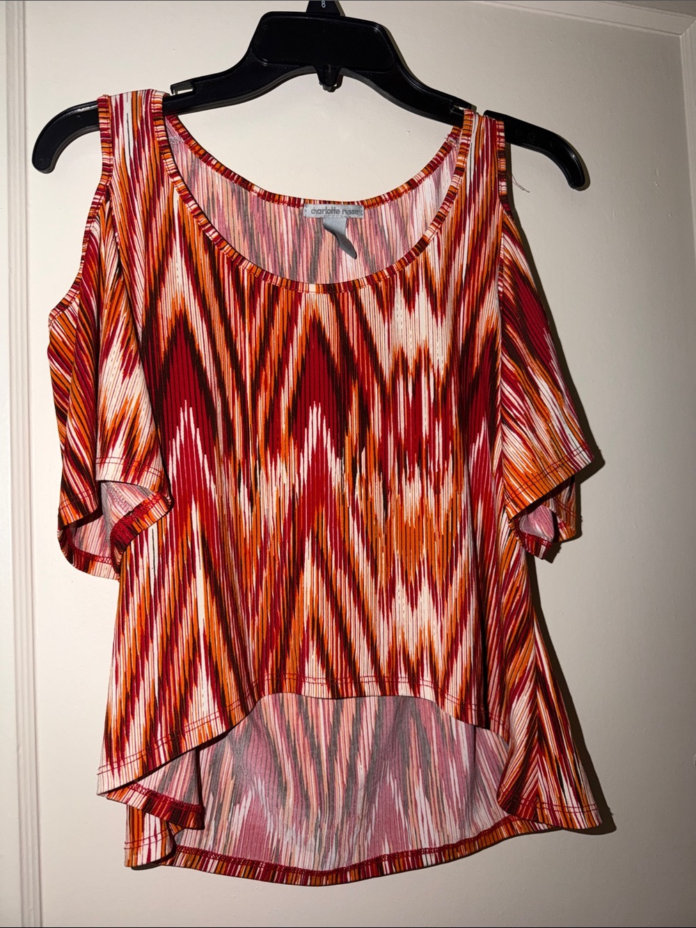 Charlotte Russe Red Orange Cold-Shoulder Tunic Top size L